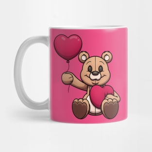 Cute Teddy Bear With Balloon And Heart Mug